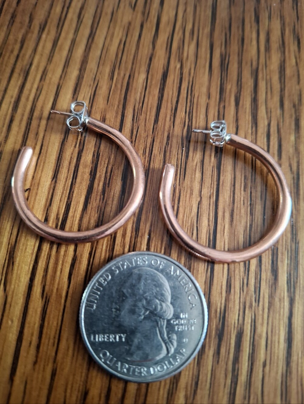 Earrings Native Copper Hoops - Picture 3 of 3